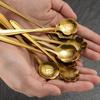 6pcs Stainless Steel Cherry Rose Flower Gold Scoop Coffee Spoon Gifts Kitchen Dessert Tea Accessories Tableware Decoration Set