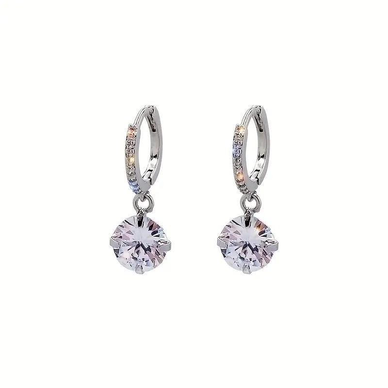 Fashion Sparkle Cubic Zirconia Earrings for Women , Light Simple Hoops , Environmentally Friendly Titanium Alloy Earring