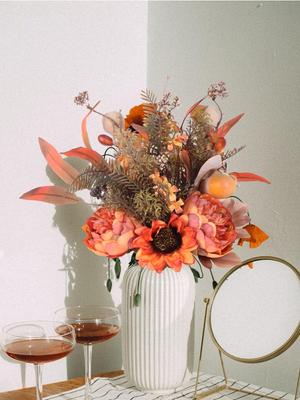 Artificial Sunflower Flower Bouquets Silk Peony Fake Flower Wedding Bouquets Decorations Floral Table Centerpieces for Home Kitchen Garden Party Decor