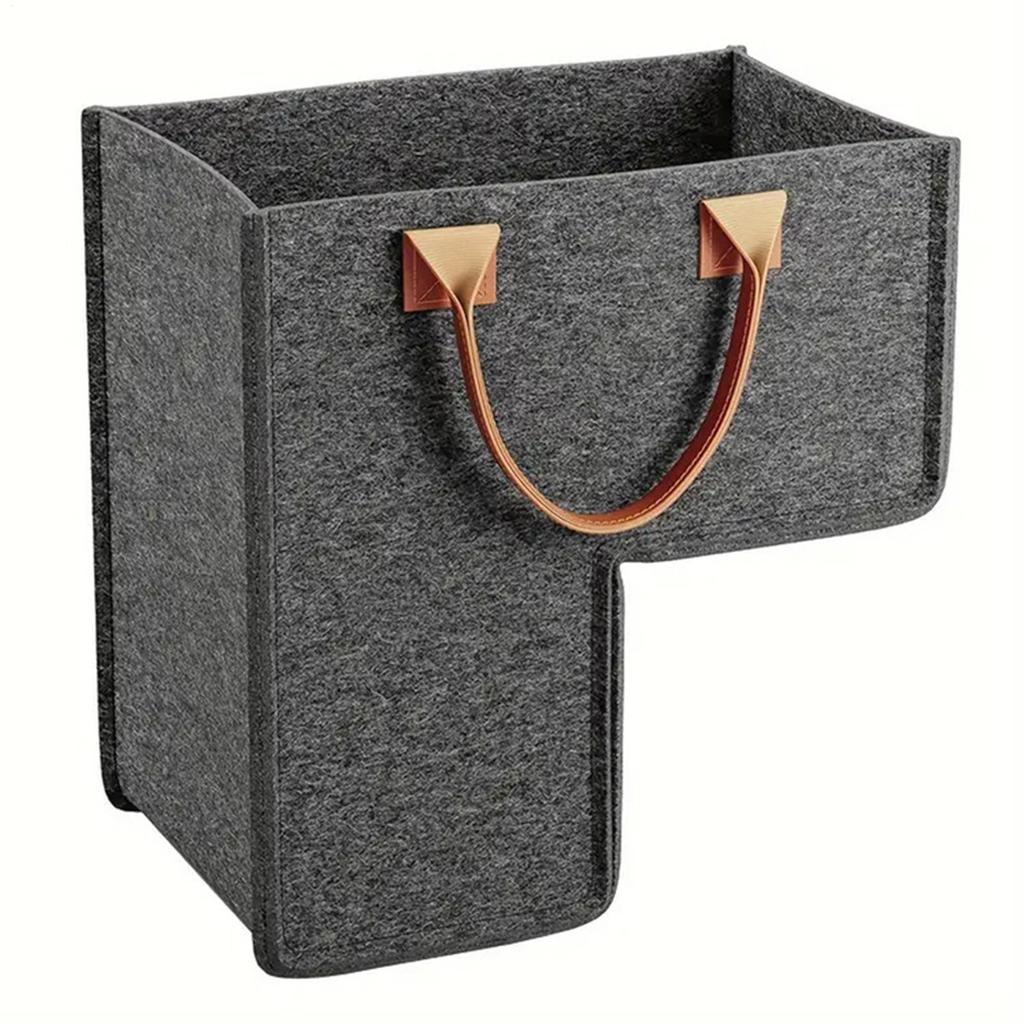 L Shaped Felt Basket Space Saving Storage Bag with Handles Stairsteps Clothes Washable Ladder Basket
