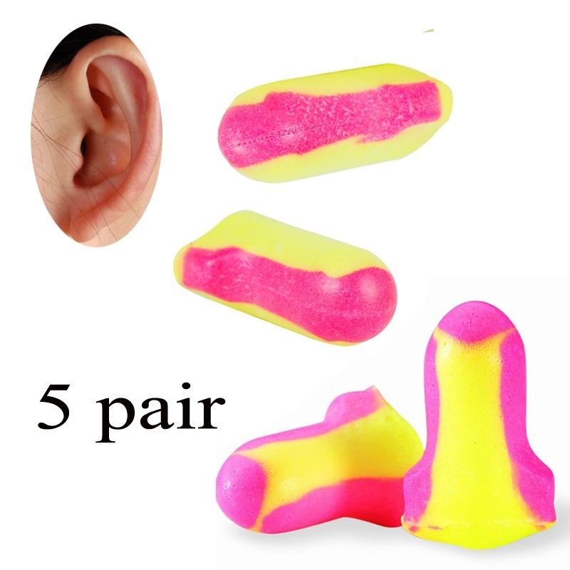 

5 Pair Soft Light Foam Ear Plugs Defenders Protectors Earplugs Security Ear Protection