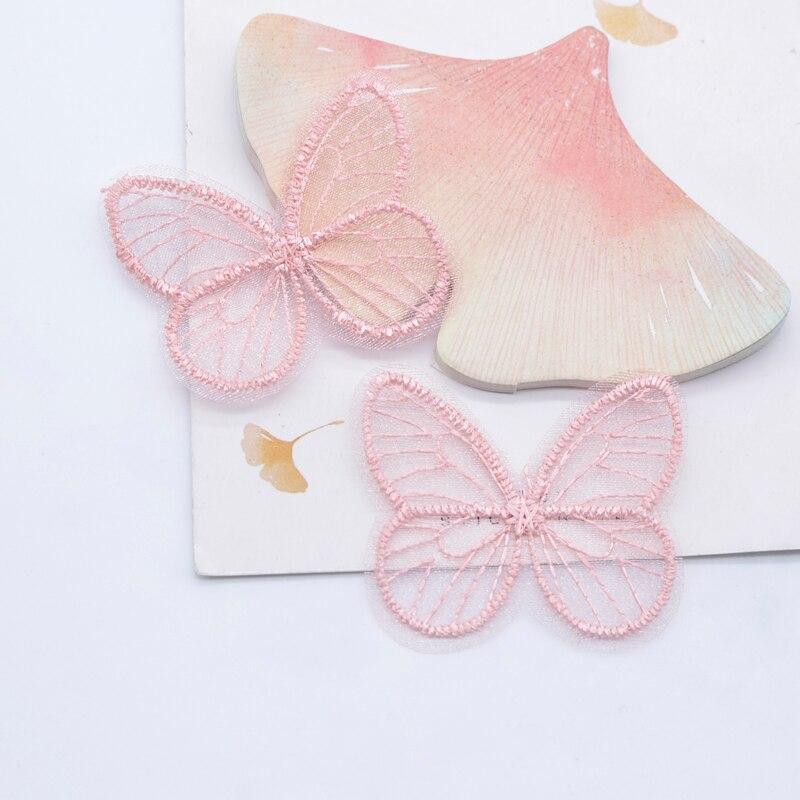 

20 шт. 46*39 мм изысканные сетчатые нашивки ручной работы с бабочками для скрапбукинга DIY наклейки на патчи с плоской задней частью Декор украшения аксессуары розовый