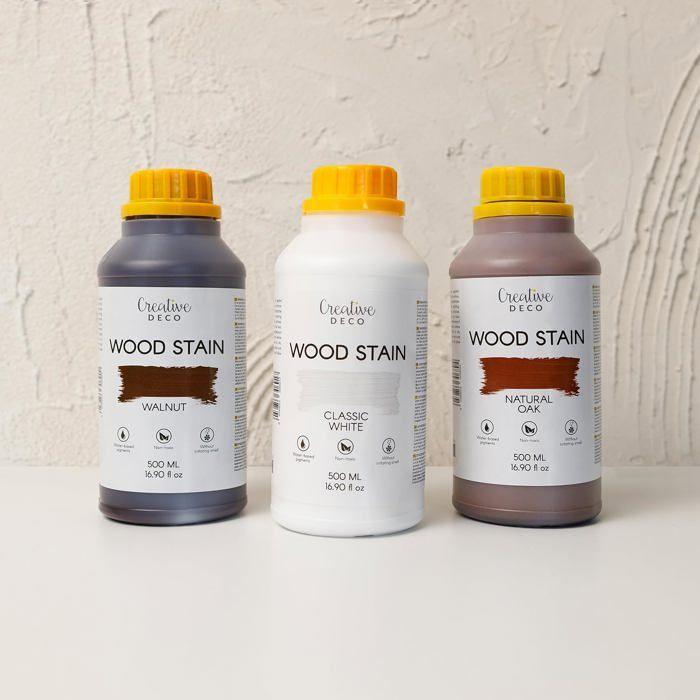 Teinture Bois - CREATIVE DECO - Blanc - 500 ml - A Base d'Eau - Résistante aux Intempéries