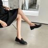 British Style Small Leather Shoes Women's 2024 Autumn New Versatile Retro Flat Heel Single Shoes Black Stepping Loafers