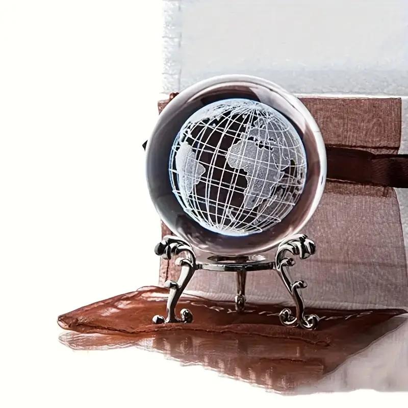 3D laser-cut earth crystal ball with stand - The perfect choice for home and office decoration, ideal gift for birthdays, gradua