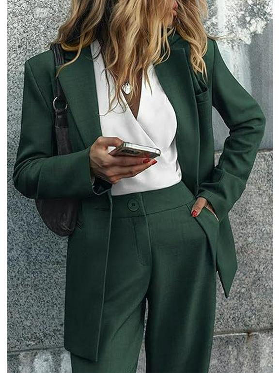 Elegant Women's Autumn/Winter Solid Color Suit – Jacket and Pants Set