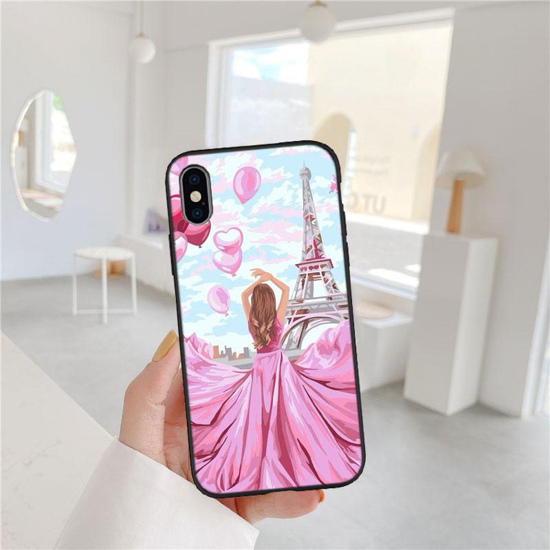 BF87 Paris Eiffel Tower Soft Shell Phone Case for iPhone 16 15 14 13 12 Pro Max Plus Mini