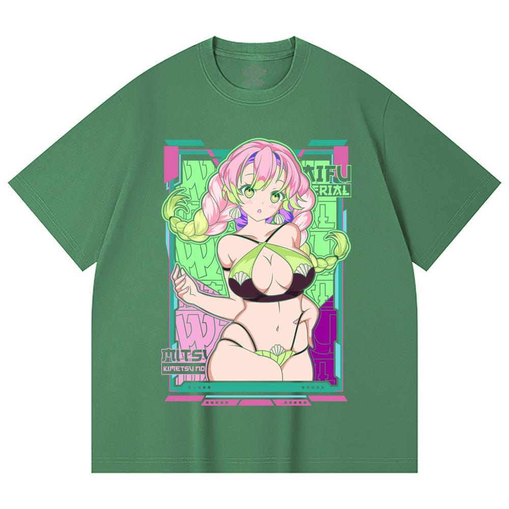 230 Gsm 100% Cotton Demon Slayer V53 Mitsuri Waifu Print Unisex Heavy Cotton T Shirt