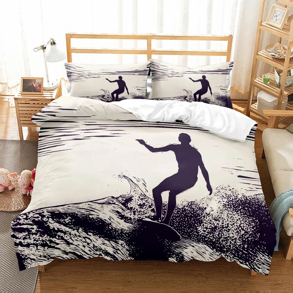 Surfen Zomer Sporten Beweging Zachte Dekbedovertrek Set VK Enkel Dubbel Queen US Twin Volledig King-Size Afmetingen Afmetingen Beddengoed Set