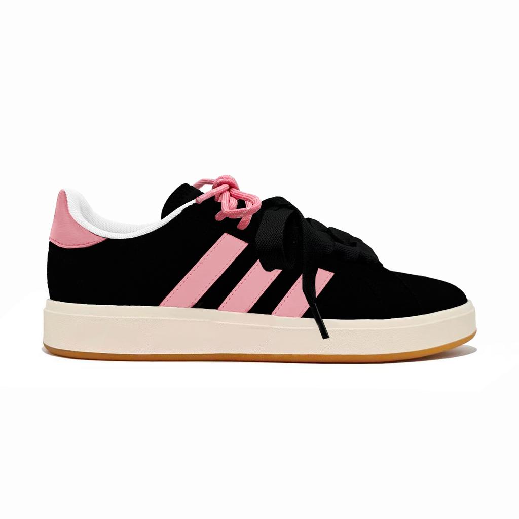 Adidas Grand Court Base 00s Adidas, Ink Pink Ice Cube Abrasion Resistant Low top Skateboard Shoes Unisex Black Pink JP6335(Team932-)