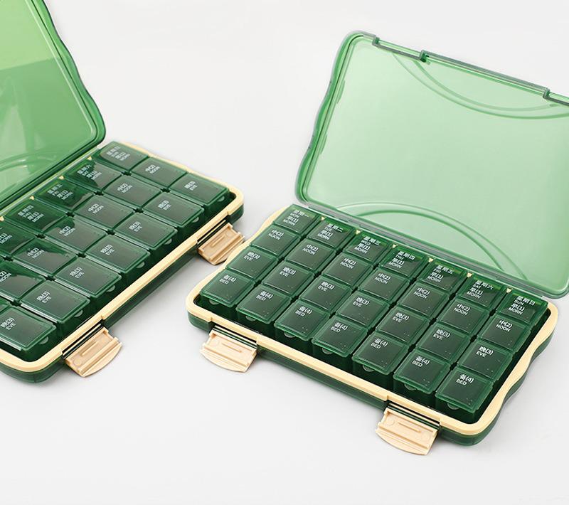 Compact Multi-Color 7-Day Pill Organizer with 21 & 28 Compartments
