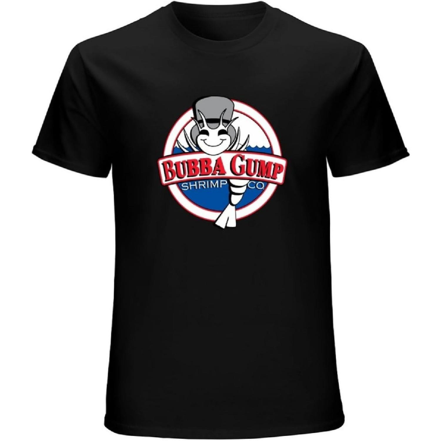 CHEEGA Bubba Gump Shrimp Forrest Gump Embroidered Men Black T-Shirt Graphic Unisex Tee Shirt S