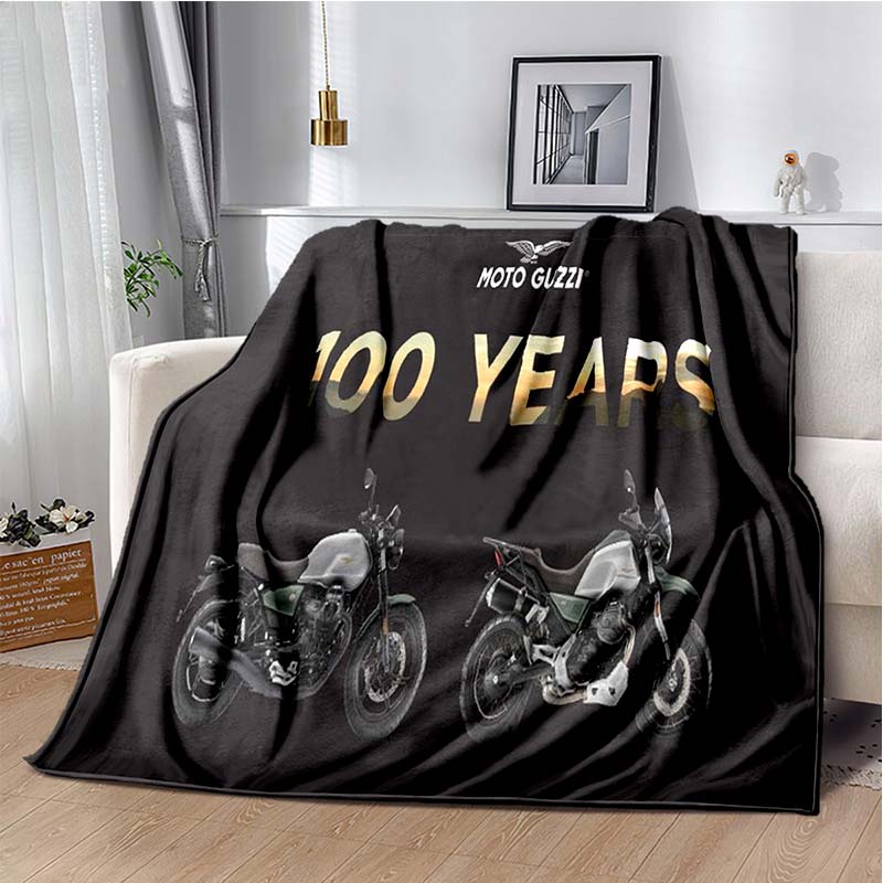 3D Retro Motorcycle G-Guzzi Flannel Printed Blanket Home Sofa Bed Warm Oversized Home Bedding Office Picnic Gift Soft Blanket