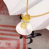 Elegant Lucky Bag Design Women'S Necklace With White Imitation Jade Pendant Fashionable Gift For Best Friends