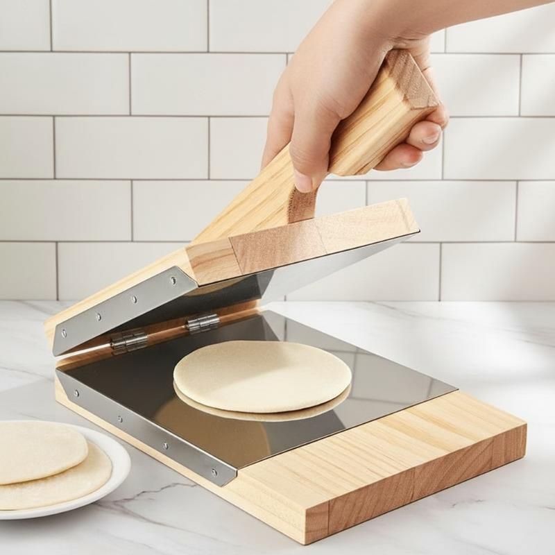 Wooden Press for Dumpling Dough Handmade Tortilla Presser Baking Pastry Mold for Kitchen Cooking and Baking Needs