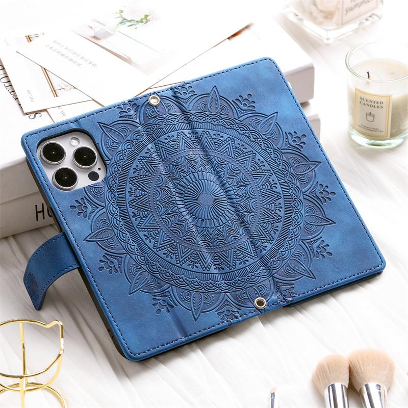 Totems Zipper Card Case for Oppo A53 A73 A93 A54 A74 A94 A53s A93s A54s 5G OPPO A 53 Magnetic Leather Wallet Protect Case Shell