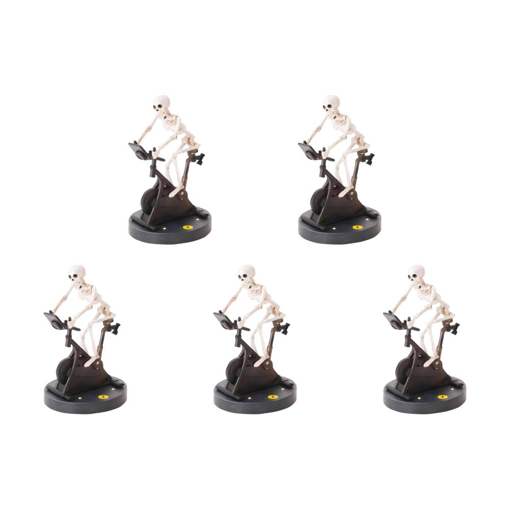 1/2/5PCS Resin Skeleton Statue Halloween Riding Bike Skeleton Ornament Funny Exercise Riding Bike Home Table Decoration Gifts