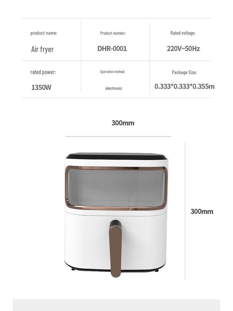 Smart Large-Capacity Air Fryer with Visual Window and 360° Surround Heating