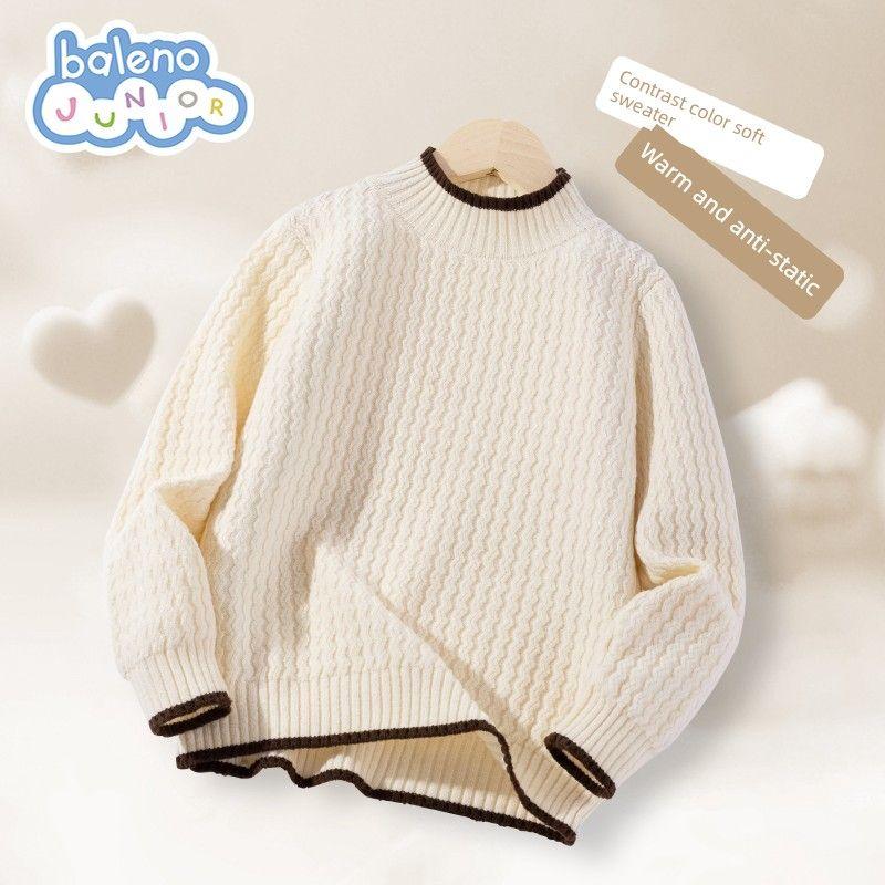 Baleno Kids Boys  Sweater Children s 2025 New Autumn and Winter Boys  Warm Winter Clothing Boys  Knitwear Apricot # Solid Color 120