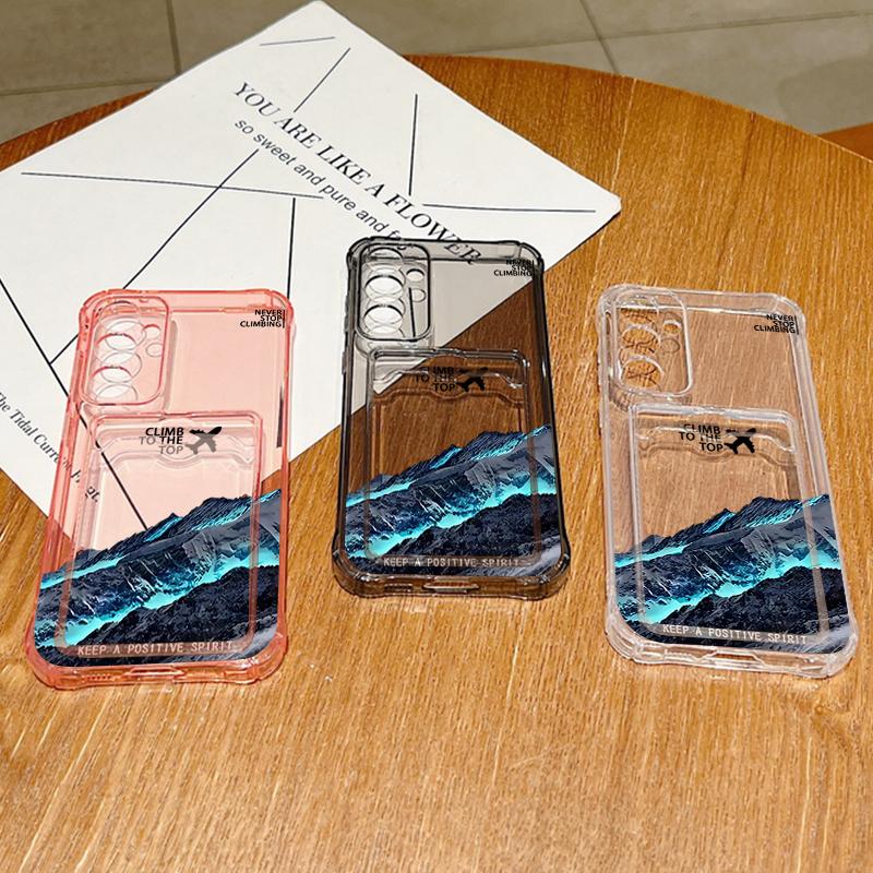 Card Bag Wallet Case For Samsung Galaxy A56 A55 A15 A16 A35 S25 S24 S22 S21 Ultra S23 S24 FE Snow Mountain Print TPU Phone Cover