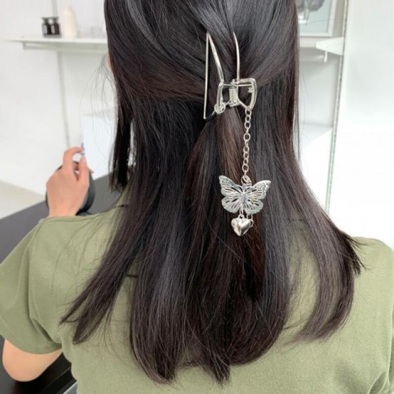 Unique silver butterfly hair clip