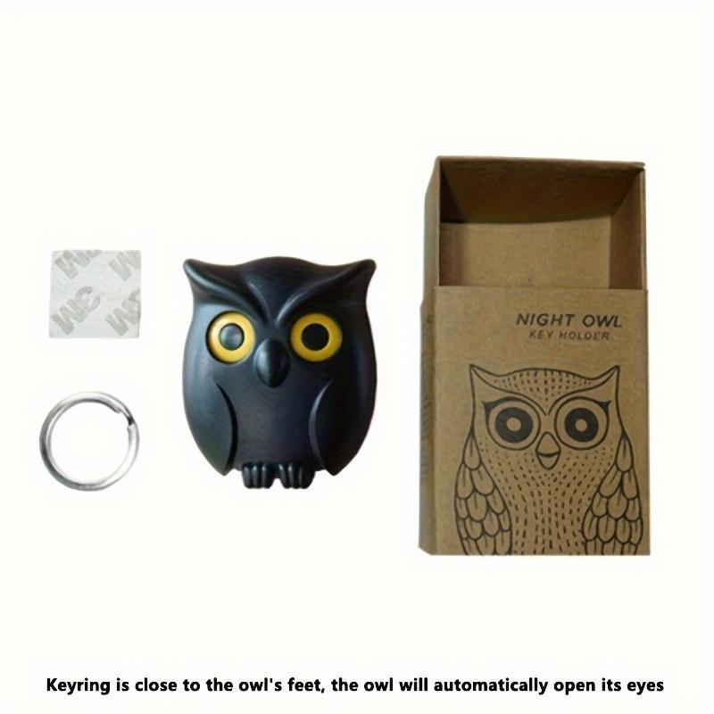 

1 шт. Милая сова, крючок для хранения ключей для прихожей, с бесшовным клеем, автоматическое открытие и закрытие глаз. чёрный