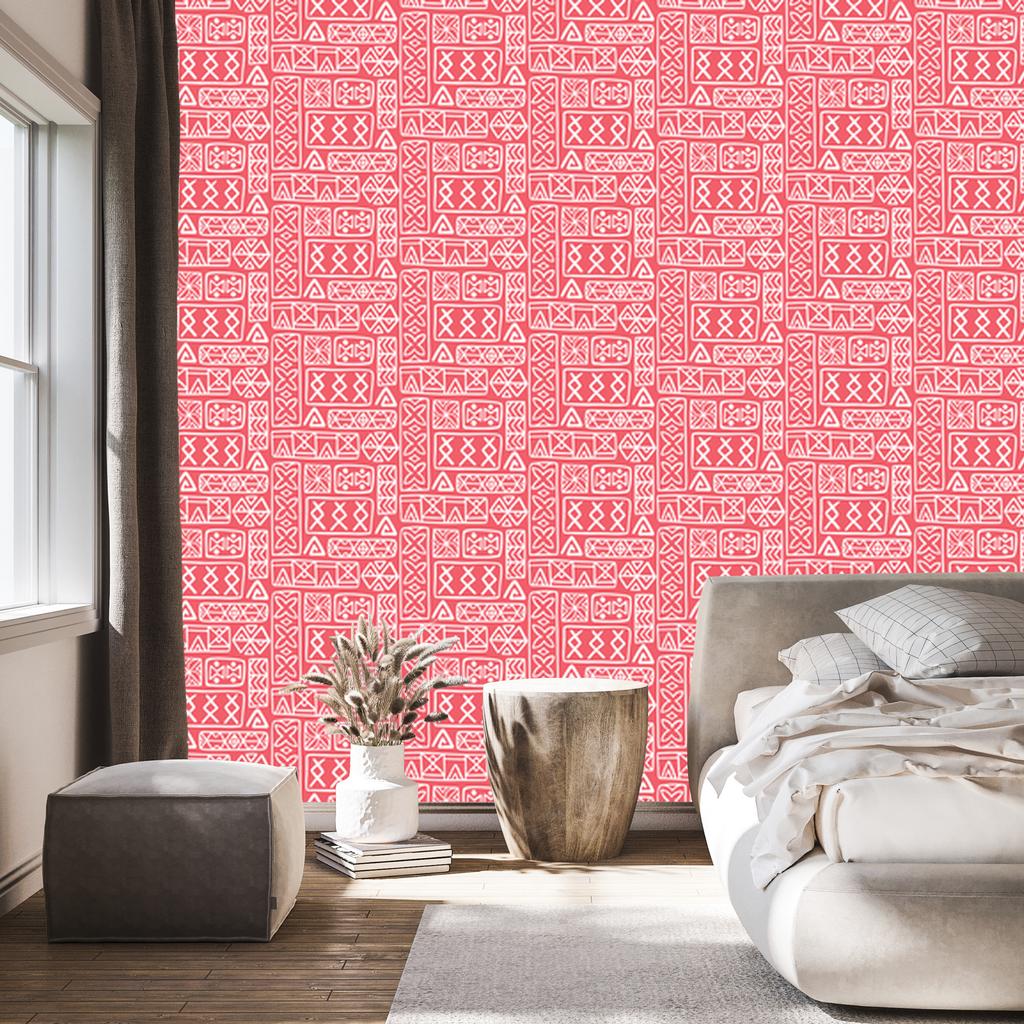 Polynesian Geometric Coral Pattern Wallpaper 50x1000