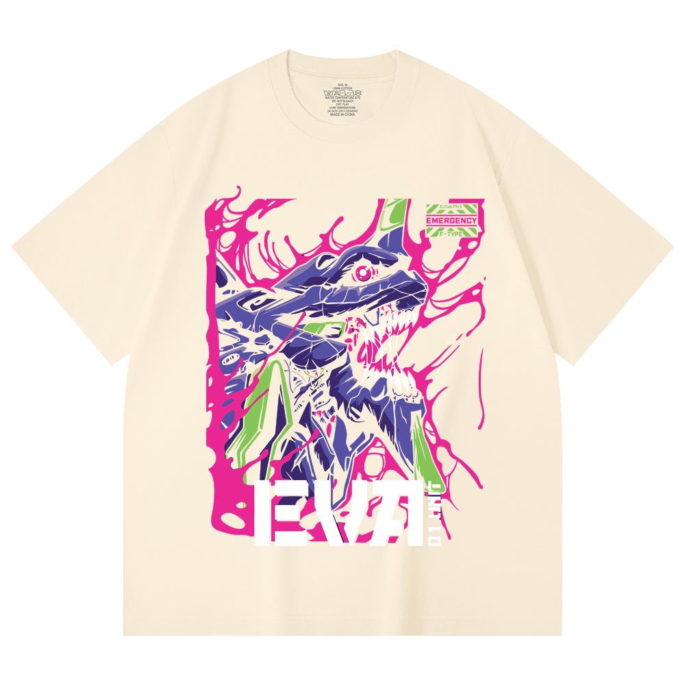 230 Gsm 100% Cotton Evangelion V8 Print Unisex Heavy Cotton T Shirt