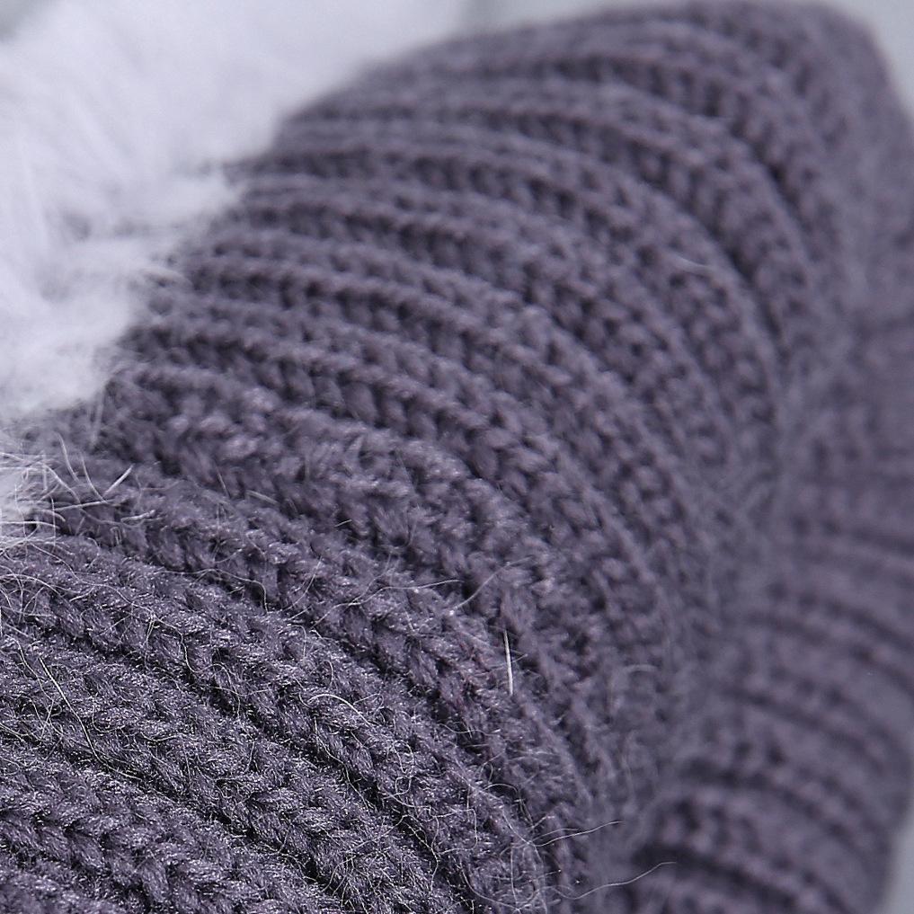 Damen-Herbst-Winter-Rex-Kaninchenhaar-Fell, warm, verdickt, bunt, Strickmütze