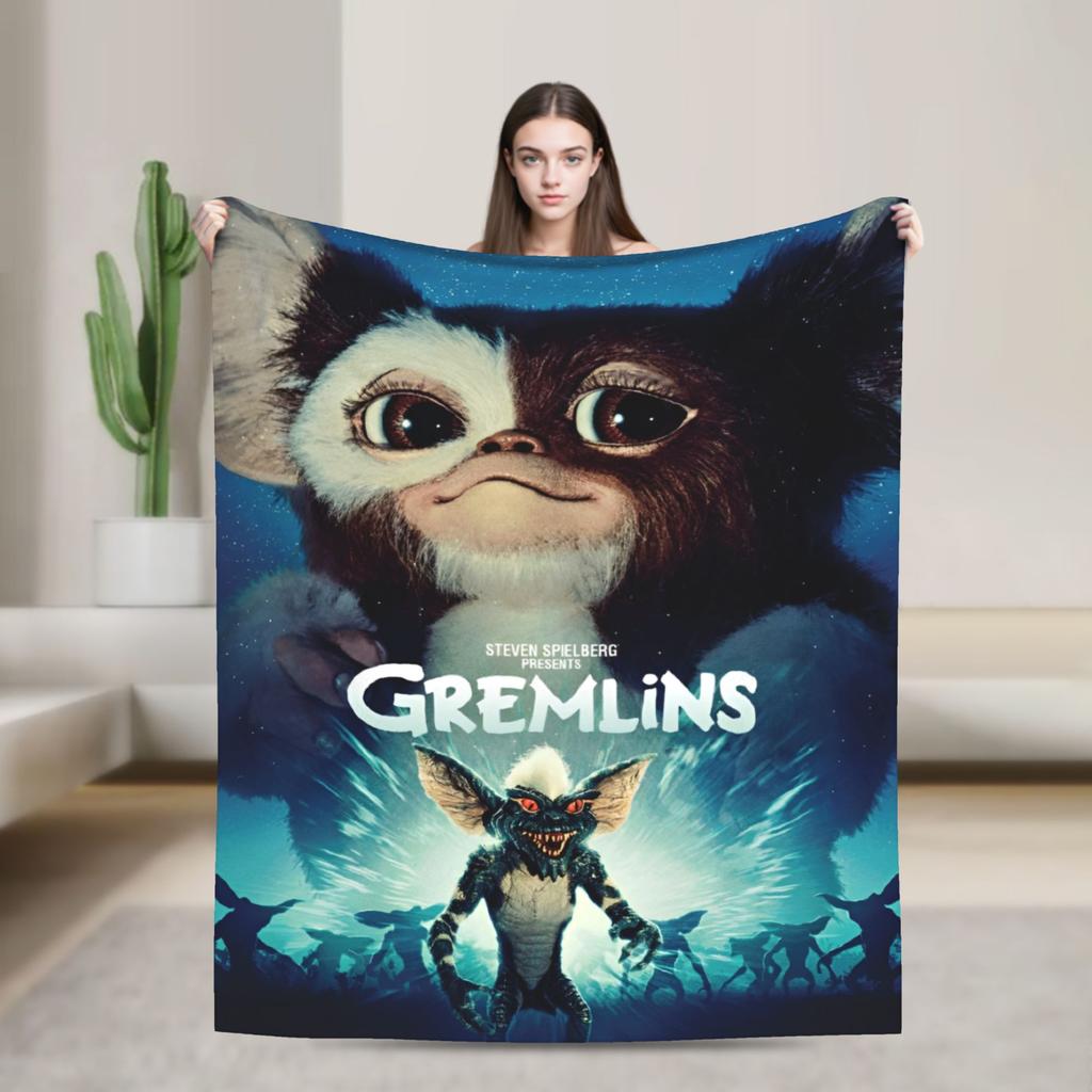 Gizmo Mogwai Monster Gremlins Flanelldecke Weiche Kuscheldecke für Wohnzimmer Flugzeugreise Lustige Bettdecke Sofabettbezug