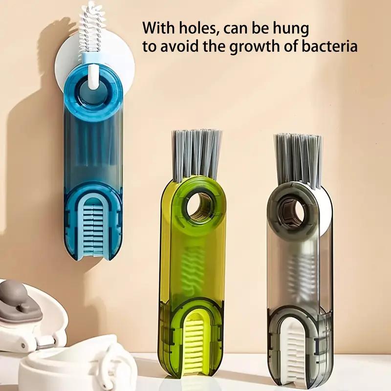 3 In 1 Bottle Gap Cleaner Brush Multifunctional Brush Cup Crevice Cleaning Tools Kitchen Mini Silicone Cup-Holder Cleaning Brush