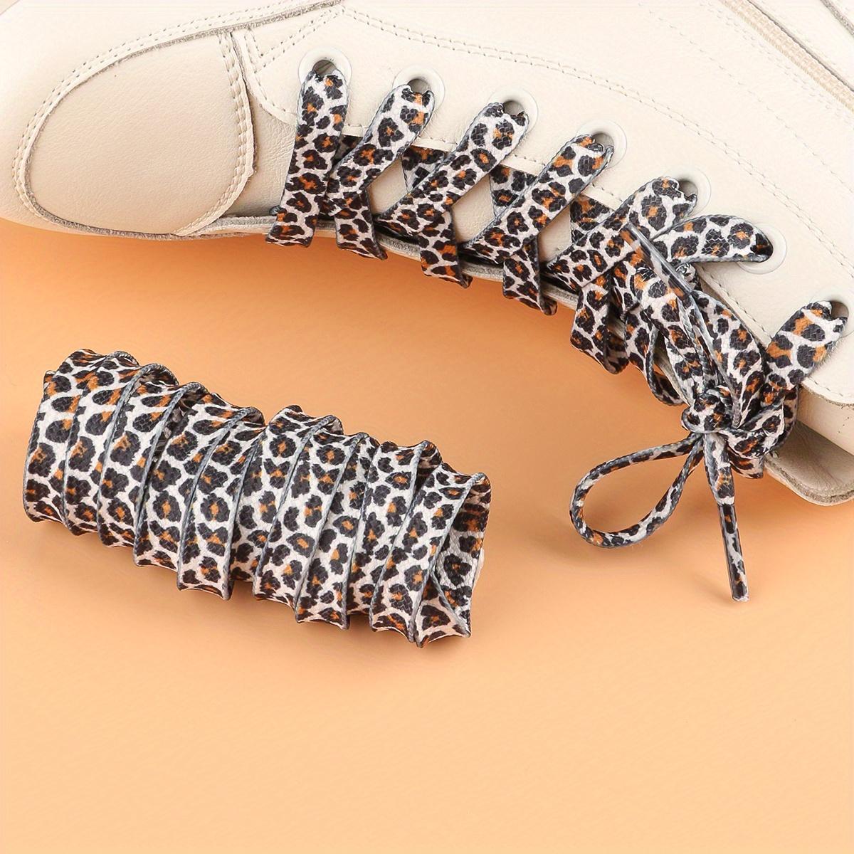 

1 пара спортивных шнурков для мужчин и женщин, шнурки для парусиновой обуви, спортивные шнурки для маленьких белых кроссовок, черные шнурки, плоские, с леопардовым принтом 100cm/39.3inch