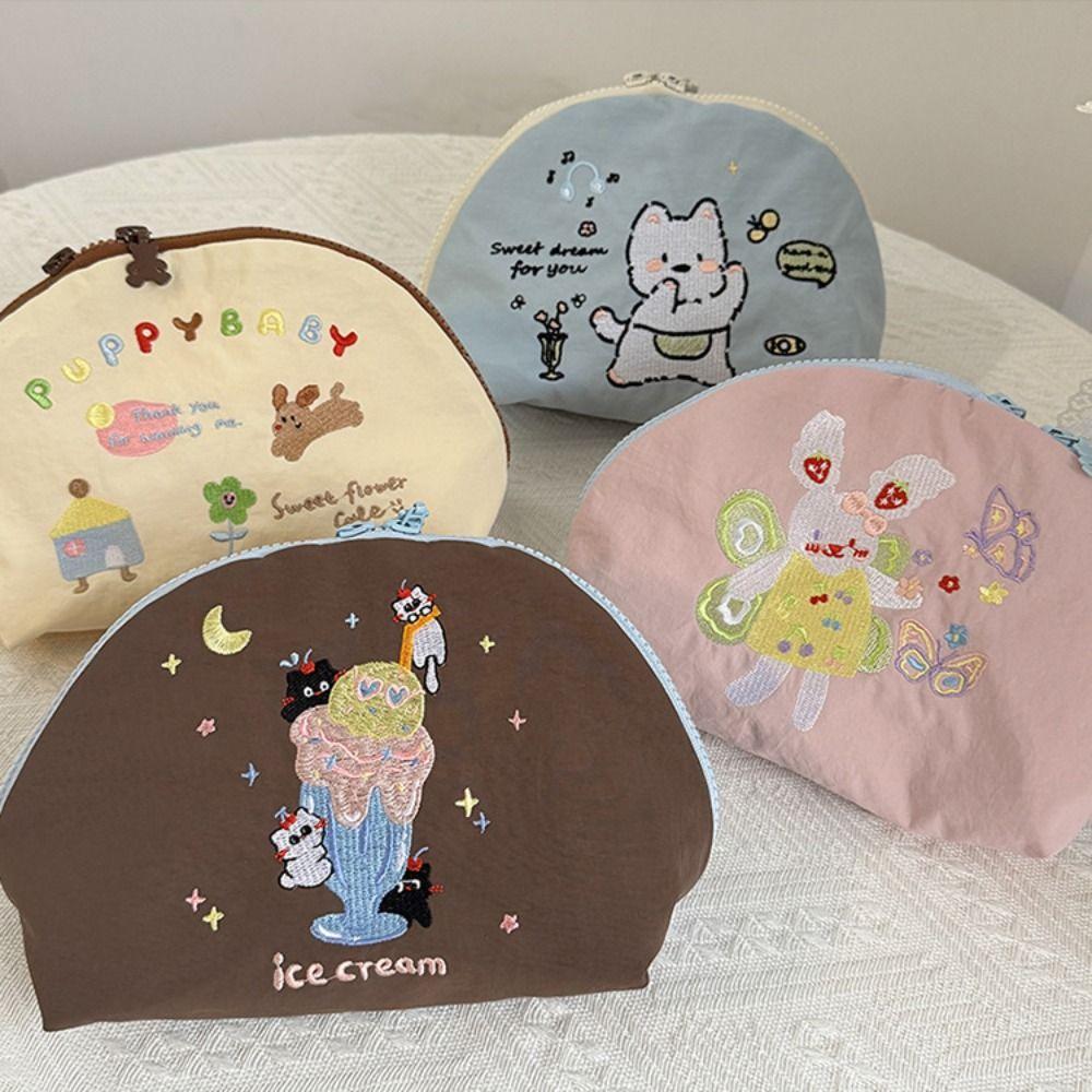 Portable Embroidery Cosmetic Bag Cloth Skincare Storage Bag Makeup Pocket Nylon Makeup Bag  Girls