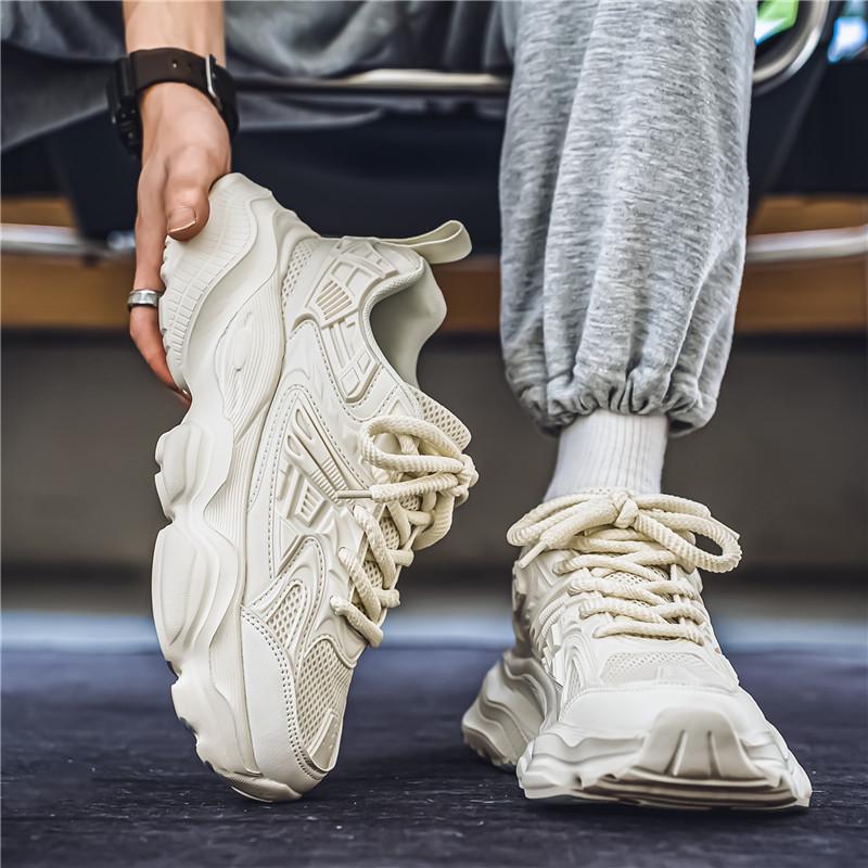 Men's shoes autumn Hong Kong style casual sports shoes youth outdoor running shock absorption thick sole heightening student dad tide shoes