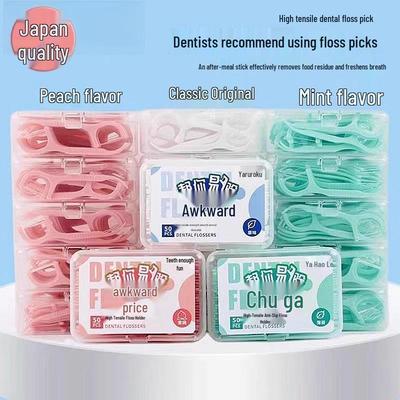 Peach-Flavored Disposable Floss Picks: Superfine Portable Family Pack for Home or On-the-Go Use