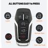 Key Fob Case Shell Fit for Ford Explorer Edge Mustange Fusion 5 Buttons Replacement Keyless Entry Remote Smart Key Fob Cover Casing with Button Pad &