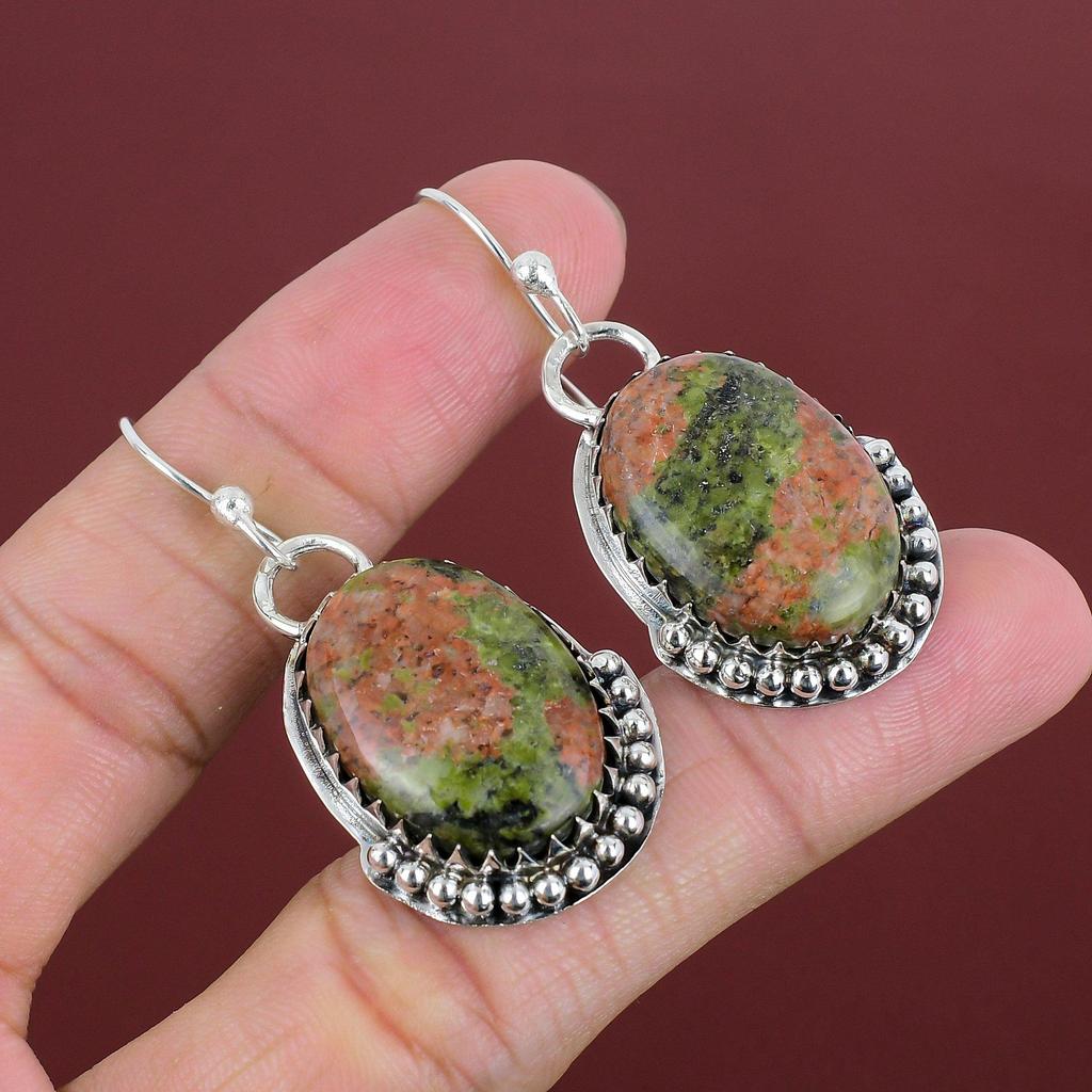 Unakite Earrings Handmade Jewelry Dainty Gemstone Earring 925 Sterling Silver Earring Antique Jewelry Beautiful Dangle Earring Gifts For Her