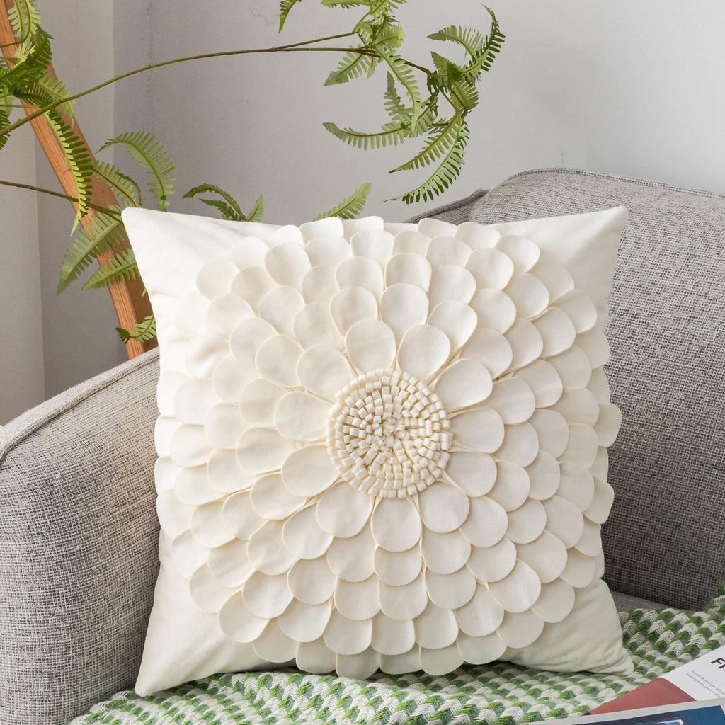 Yüksek Kaliteli Kalın Malzeme Ayçiçeği Kanepe Yastık Kılıfı - Küçük Yaprak, Avrupa ve Amerikan Hafif Lüks, İç Mekan Stili, Açık Hava Bel Yastığı