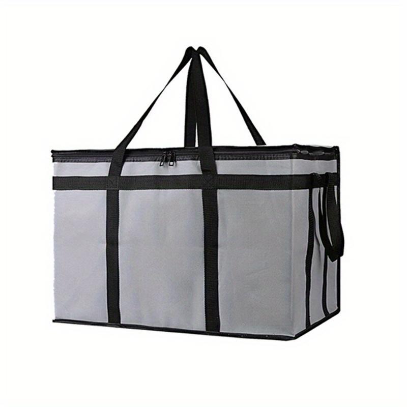 

1 Set (Bag & Bottom), XXXL Large Capacity Reusable Warming Bag with Removable Hard Bottom, 3 Layers Insulated Pizza Delivery Bag темно-сірий колір