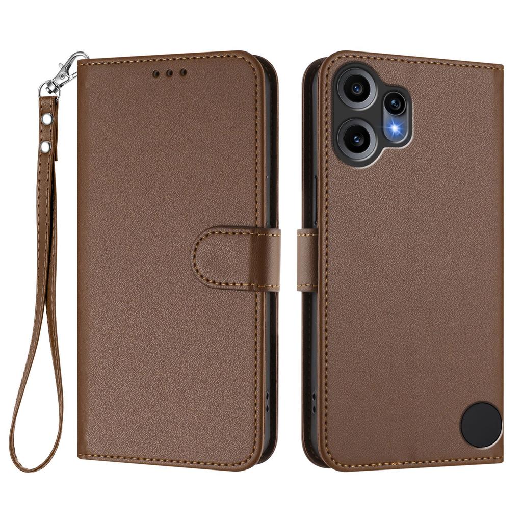 For Nothing CMF Phone 2 Pro Leather Case Wallet Stand Phone Cover with Wrist Strap