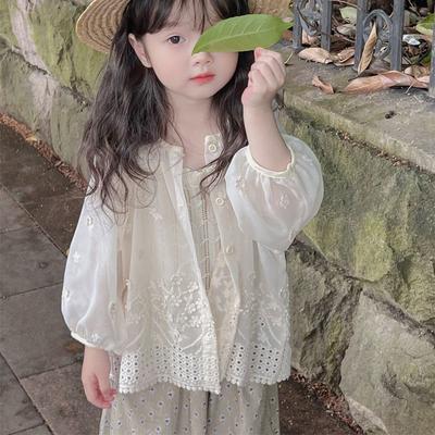 Coat Kid Girl Summer Thin Sun-protective Clothing Floral Embroidered Cardigan Sweet Pastorale Casual Sun Protection Clothing