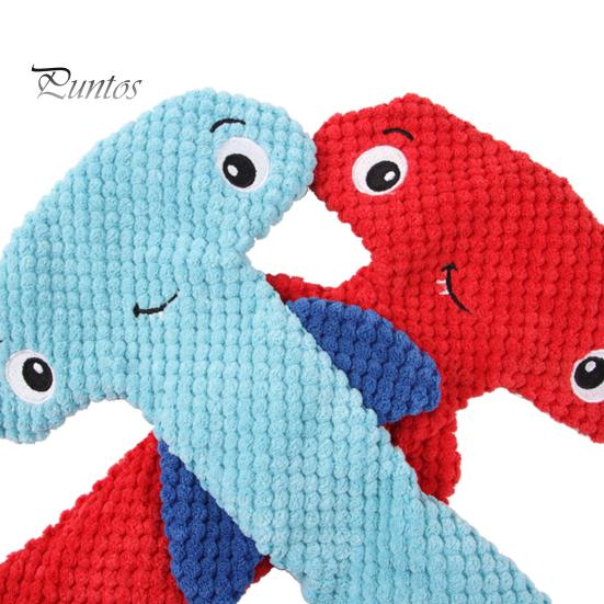Dog Chew Toy Squeaky Tear-resistant Soft Hammerhead Shark Pet Teething Shape Chewing for Home Molar