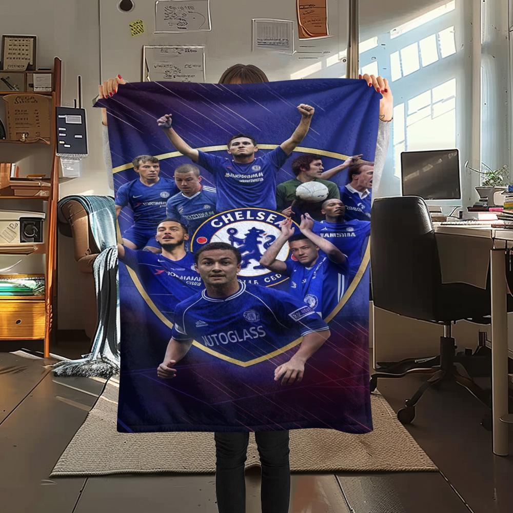 Chelsea FC Poster Print FlAannel Blanket, High Quality Comfortable for All Seasons, Home Decor, Warmth and Comfort