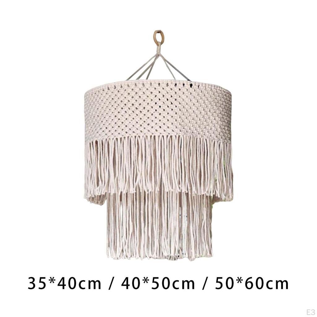 Boho Macrame Pendant Light Shade - Handcrafted Home Decor