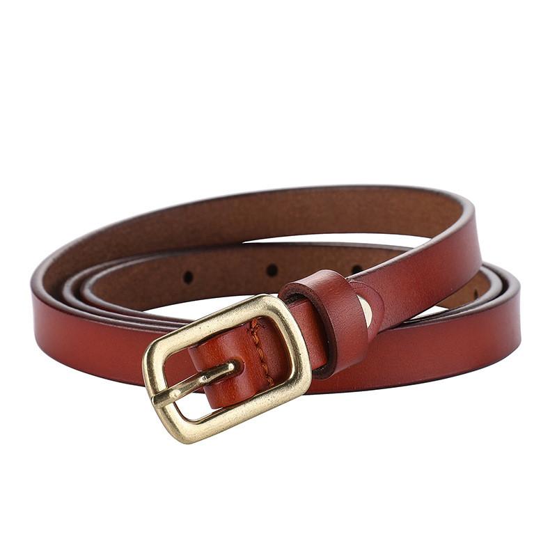 Genuine Leather Womens Belt Fashionable Twotone Cowhide Slim Waist Accessory With Alloy Buckle For Office
