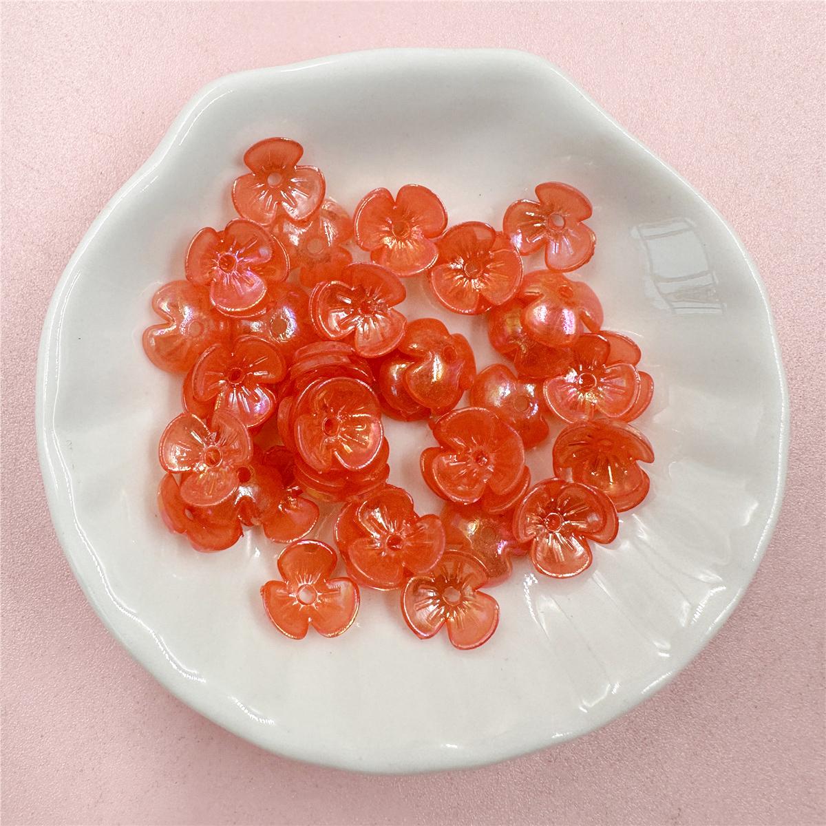 

100 шт. 9,5 мм красочные акриловые маленькие цветочные разделители свободные бусины с отверстием для изготовления ювелирных изделий DIY браслет ожерелье материал из бисера оранжевый