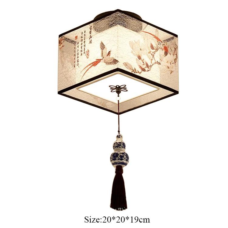 Chinese Round Square Ceiling Lights Fixtures Fabric for Living Room Aisle Shade Mounted Lampa Sufitowa Japanese Led Ceiling Lamp