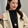 2023 Autumn And Winter Necklace Flower Zircon One Two Wear Long Sweater Chain Fashion Temperament Luxury