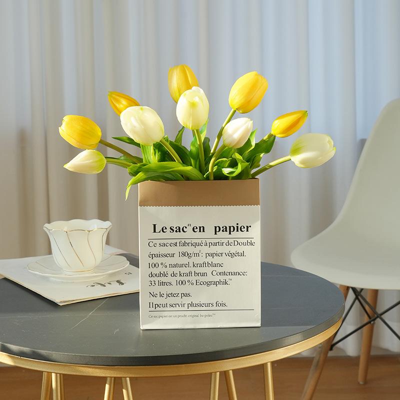 High-end simulated 5-head tulip bouquet, artificial soft rubber feel tulip bouquet