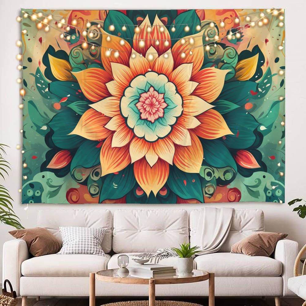 Kaleidoscope Colored Flower Tapestry Multi-Size Wall Hanging Soft Background Fabric Aesthetic Bedroom Dormitory Decor